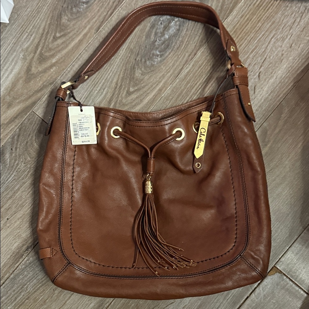 Cole Haan Brown Tan Leather Hobo Bag NWT